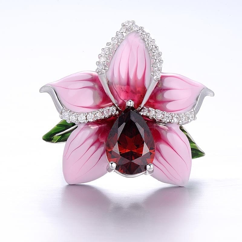 Promise Love Pink Flower Ruby RingRing