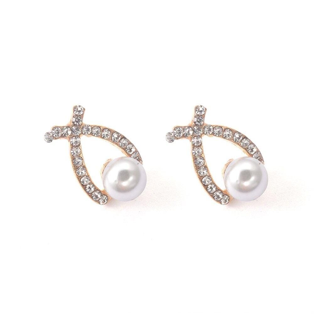 Gold Crystal Pearl EarringsEarrings