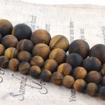 Natural Matte Stone Beads Round Yellow Tiger Eye Loose Bead BraceletBracelet