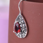 Retro Palace Royal Style Waterdrop Ruby Earrings - 925 Sterling SilverEarrings