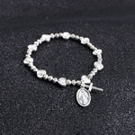 Silver Beaded Cross and Virgin Mary WWJD BraceletBracelet