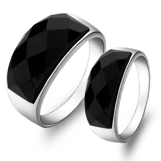 High Quality Black Agate Gem Stone 925 Sterling Silver Men RingRing