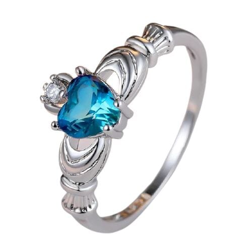 Heart Aquamarine and Crystal RingRing