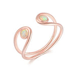 Minimalist White Fire Opal Adjustable RingRingRose Gold