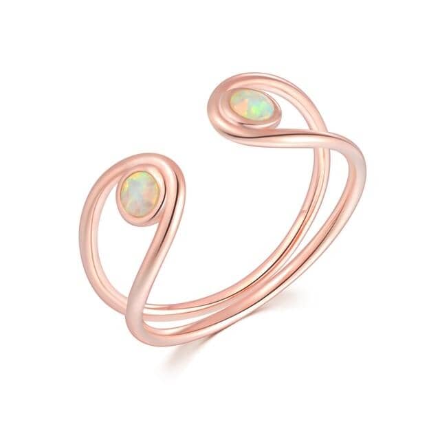 Minimalist White Fire Opal Adjustable RingRingRose Gold