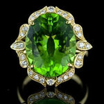 Unique Gorgeous Aesthetic Flower Design Peridot RingRing