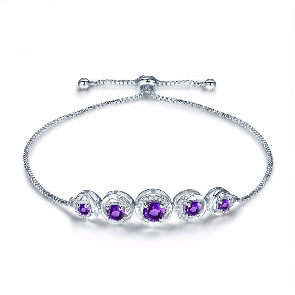 African Amethyst Adjustable Bracelet - 925 Sterling SilverBracelet
