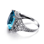 Turkish Geometric Aquamarine Ring - 925 Sterling SilverRing