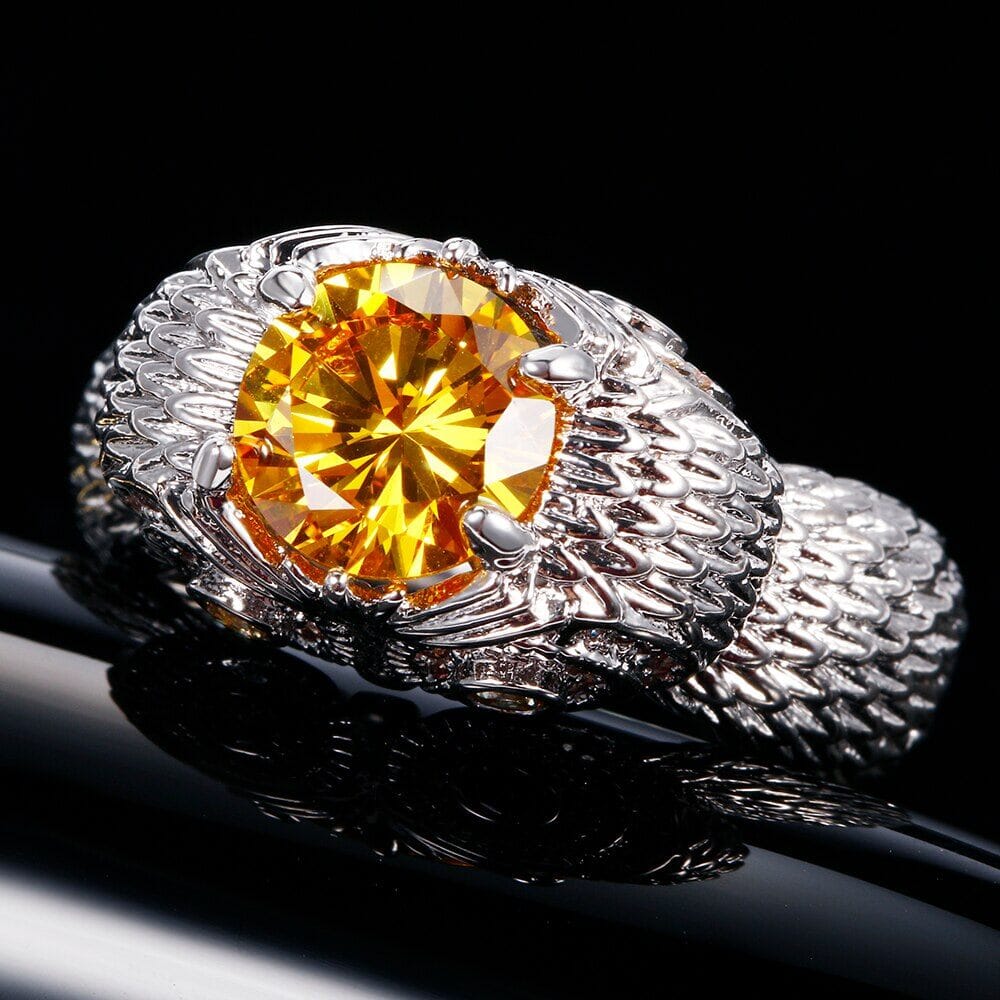 Owl Charm Citrine Ring - 925 Sterling Silver