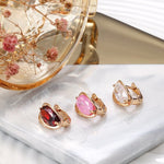 Luxury Natural Pink Fire Opal, Ruby and Diamond Stud Earrings - 585 Rose GoldEarrings