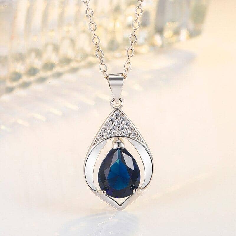 Collares Mujer Blue Sapphire Necklace - S925 Sterling SilverNecklace