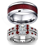 Brown and Red Wood Grain Couple RingsRing