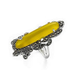 Amber Sterling Silver Ring S925 Fine Jewelry - ResizeableRing