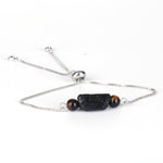 Natural Rough Black Tourmaline Stone BraceletBraceletTiger Eye Silver Chain