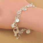 Cross Moon Heart Clock Ball Cube Star Charm Bracelet - 925 Sterling SilverBracelet