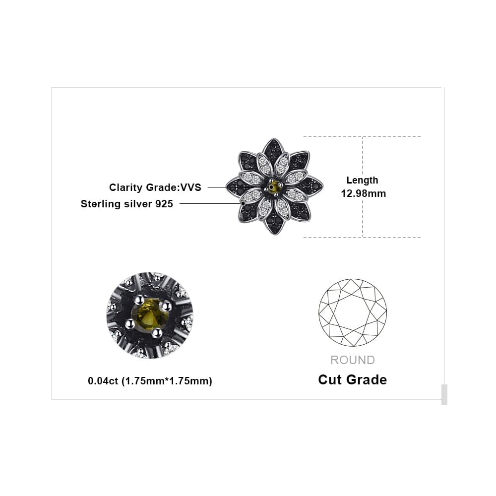 Flower Natural Smoky Quartz Earrings - 925 Sterling SilverEarrings
