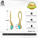 Natural Turquoise Handmade Gemstone Dangle Earrings - 925 Sterling SilverEarrings