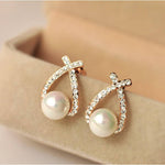 Gold Crystal Pearl EarringsEarrings