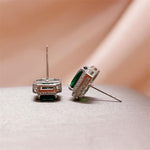 Lovely Emerald Stud Zircon Earring - 925 Sterling SilverEarrings