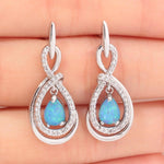 Blue & White Fire Opal Water Drop EarringsEarrings