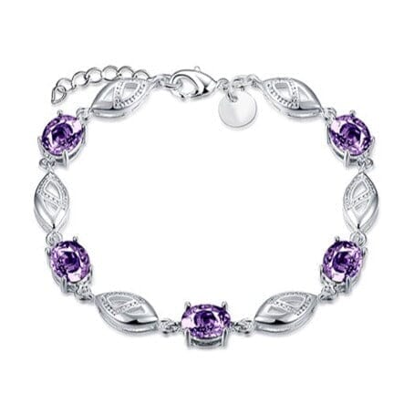 Fashion 925 Sterling Silver Geometric Amethyst BraceletBracelet