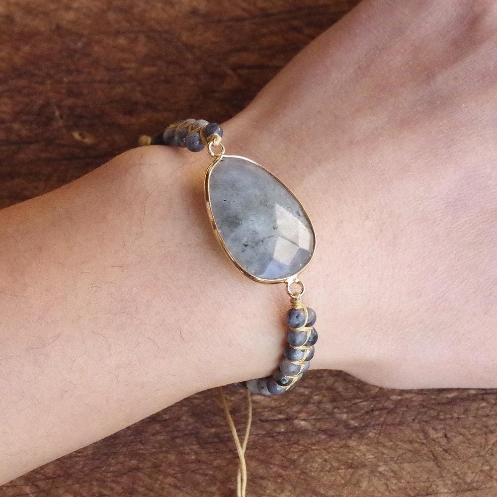 Natural Labradorite Handmade String Braided Charm BraceletBracelet