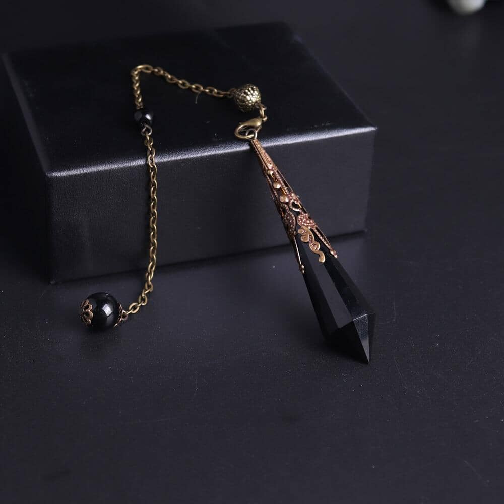 Reiki Dowsing Amulet Crystal Divination Obsidian PendulumPendulum