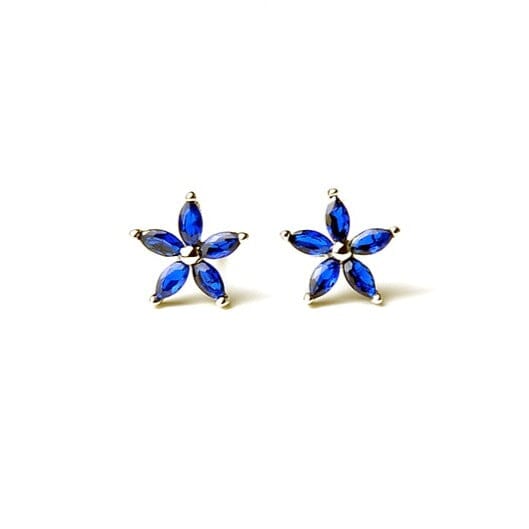 Exquisite Luxury Sapphire CZ Five-pointed Stud Earrings - 925 Sterling SilverEarringsSilver