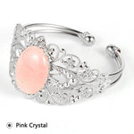 Coffee Onyx Labradorite Oval Gemstone Open BangleBraceletPink Crystal