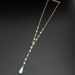 Gold Color Moonstone Pearl Pendant Beaded NecklaceNecklace