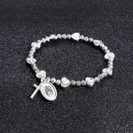 Silver Beaded Cross and Virgin Mary WWJD BraceletBracelet