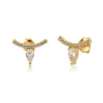 Ear Needle Stud Earrings - 925 Sterling SilverEarringsWhite