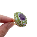 Rough Raw Amethyst Peridot Adjustable RingRing