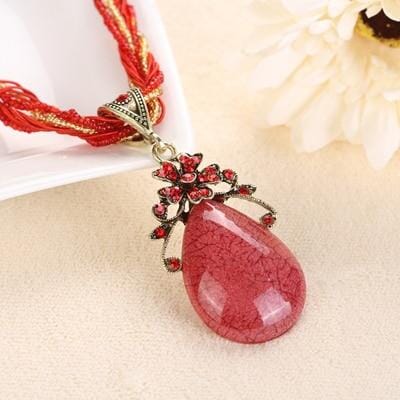 Retro Ethnic Style Alloy Rhinestone Link Chain Choker Bib Stress Reliever NecklaceNecklaceRed