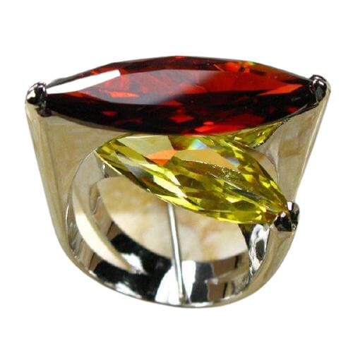 Huge Garnet Citrine 925 Sterling Silver RingRing6