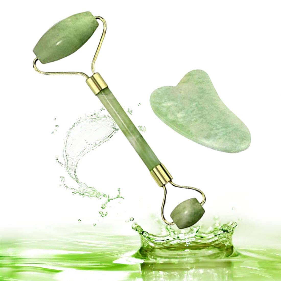 Double Head Green Jade RollerRaw Stone