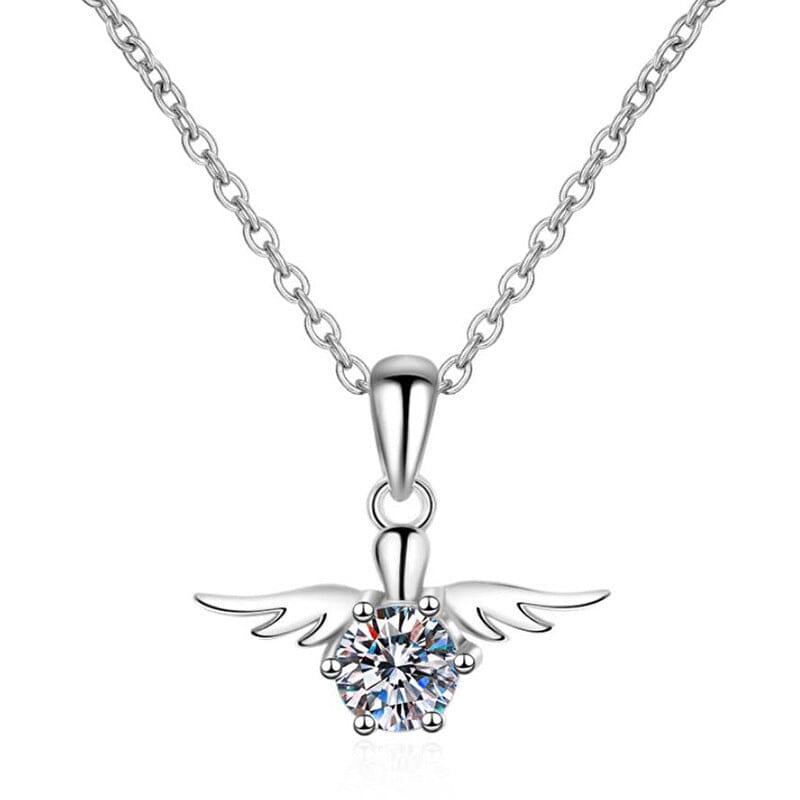 Diamond Angel Pendant Necklace - 925 Sterling SilverNecklace
