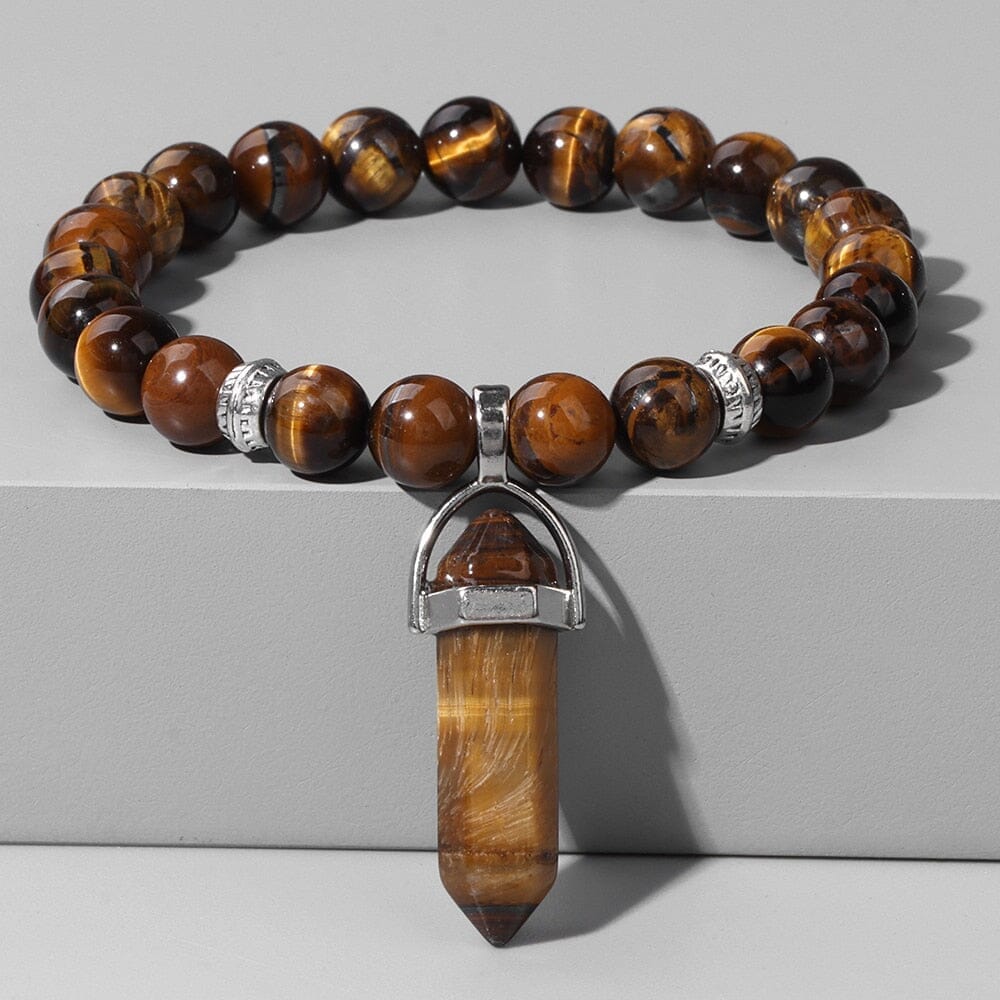 Natural Tiger Eye Stone Bracelet Hexagonal Column Pendant Bracelet Men Agates Crystal Charm Bracelets Women Reiki Yoga JewelryBracelet