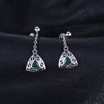 Vintage Triangle Emerald Drop Earrings - 925 Sterling SilverEarrings