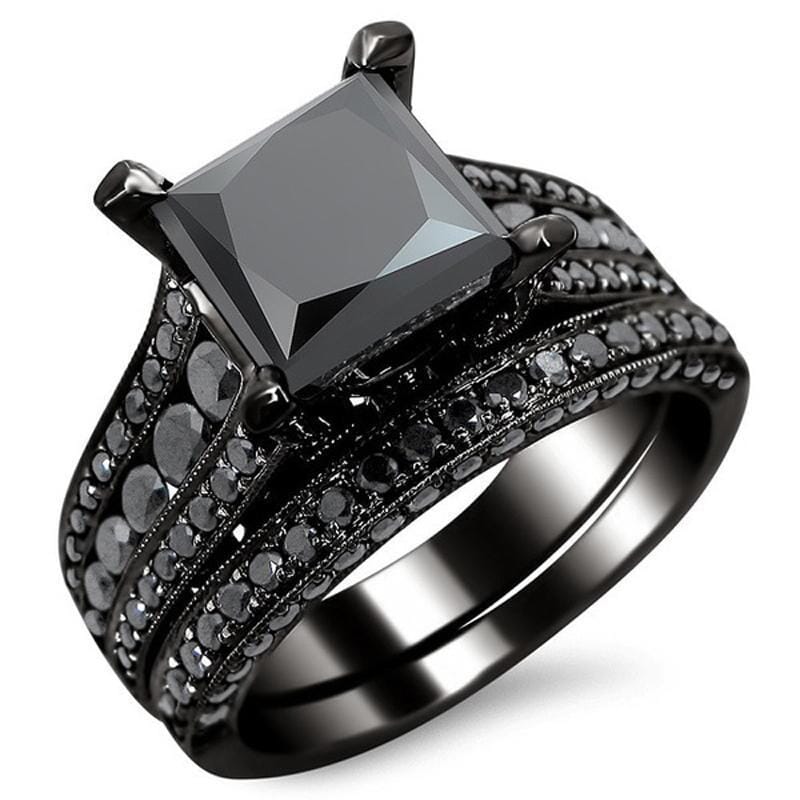 Black Onyx Square Black Gold RingRing8