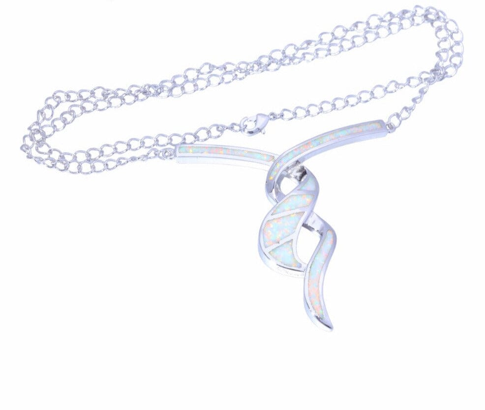 White Fire Opal Necklace Pendant for WomenNecklace