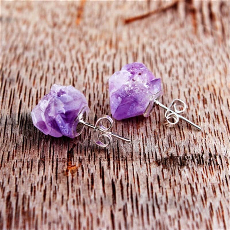 Irregular Raw Amethyst Stud EarringsEarrings