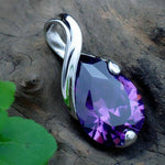 Natural Amethyst Tear Pendant ( No Chain )Necklace