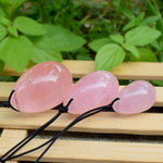 Drilled Rose Quartz Yoni Egg Wand SetYoni Eggs