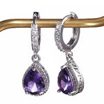 Water Drop Shaped Amethyst Earrings - 925 Sterling SilverEarrings