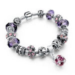 Crystal Beads Silver Charm BraceletBraceletSilver Amethyst