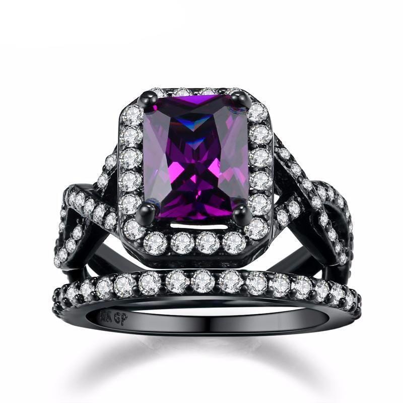 Luxurious Black Gun Plated Amethyst RingRing