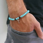 WWJD Natural Stone Cross BraceletBracelet