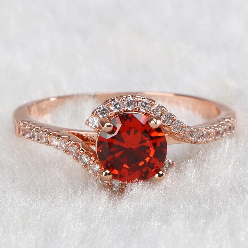 Pretty Rose Gold Ruby Ring - 925 Sterling SilverRing6Red