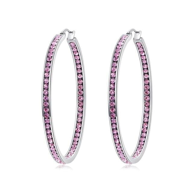Crystal Stone Hoop EarringsEarringsPink